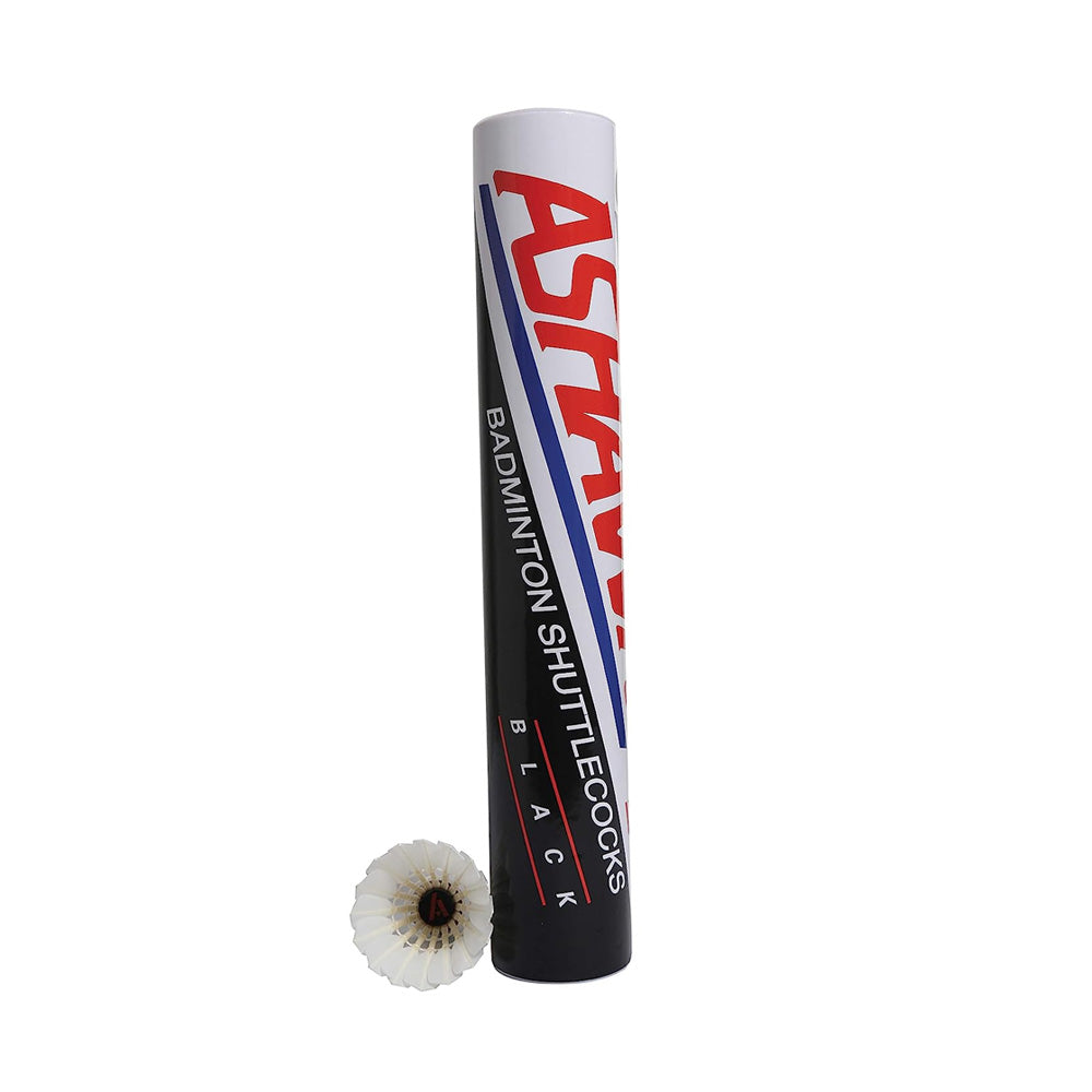 Ashaway black shuttlecocks_shuttlecocks pack of 12_Ashaway badminton shuttlecocks_high-quality shuttlecocks_durable badminton shuttlecocks_feather shuttlecocks_best shuttlecocks for training_professional badminton accessories_Ashaway sports equipment_badminton training shuttlecocks