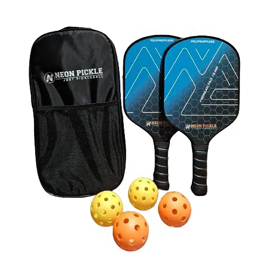 Neon Pickleball Set, vibrant pickleball gear, pickleball paddles and balls, durable pickleball equipment, pickleball set for all levels, sports gear, pickleball accessories | SWC