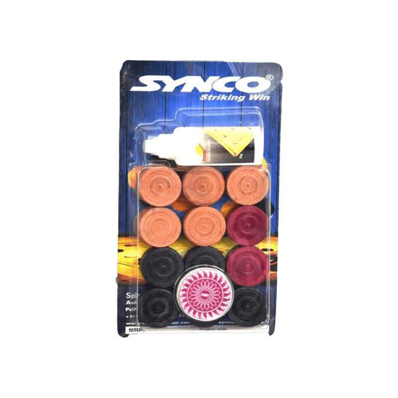 SYNCO COIN SET CARROM COIN SET 1 SET COIN, 1PC STRIKER, CARROM POWDER CARROM COIN SET