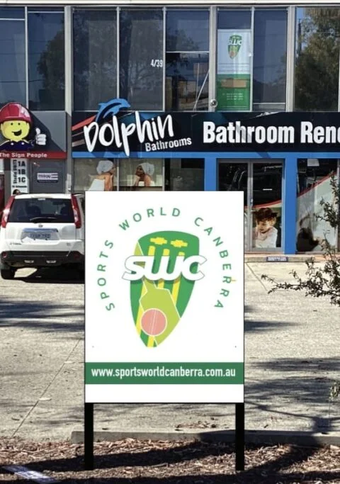 Sports World Canberra store sign at Mitchell ACT